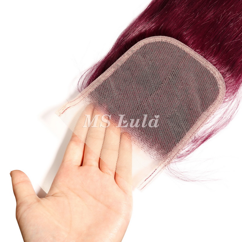Straight #99J Virgin Human Hair 4x4 13x4 Transparent Lace Closure/Frontal - 图片 3